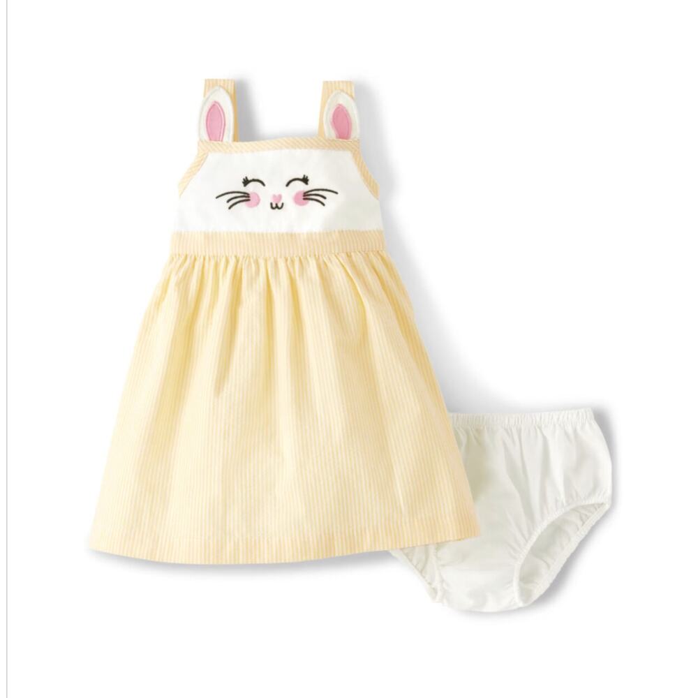 Gymboree NWT Baby Girls Embroidered Bunny Jumper Pinafore. 3-6 Months.